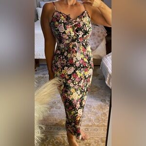 Wild fable green pink floral print maxi dress. M